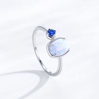 Ensemble de bijoux Mylove personnalisé en argent sterling 925 plaqué rhodium avec opale bleu clair ovale, saphir et zircon cubique, vente en gros