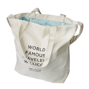 Vente en gros de sacs à provisions réutilisables avec logo imprimé personnalisé sac fourre-tout en toile de coton blanc uni avec personnalisation - Product Image 6