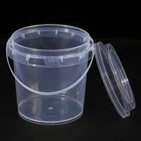 Seau en Plastique de Qualité Alimentaire 1L Transparent, avec Poignée et Couvercle, Baril en Plastique à Vendre
