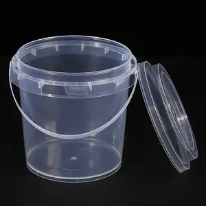 हॉट सेलिंग प्लास्टिक बाल्टी फूड ग्रेड 1एल हैंडल और ढक्कन वाली प्लास्टिक पेल के साथ साफ़ प्लास्टिक बैरल