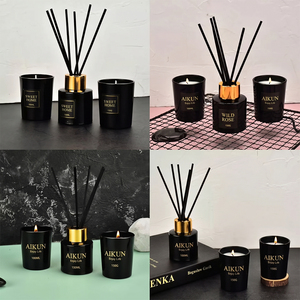 AIKUN Factory OEM Custom Bulk Scented Glass Soy Wax Reed Diffuser Gift Set for Home Decoration Wedding Party Favors - Product Image 2