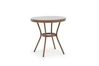 Ensemble de salle à manger d'extérieur moderne avec chaises en aluminium à structure en maille Textilene et table ronde en fer pour hôtel, patio, balcon, loisirs