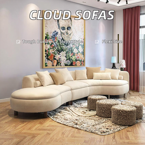 2025 ý hiện đại sang trọng tối giản Kem gió cong vải sofa chần với miếng bọt biển điền cho phòng khách - Product Image 2