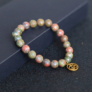 Offre Spéciale 8mm naturel <span class=keywords><strong>Unakite</strong></span> <span class=keywords><strong>Perles</strong></span> Rondes À Facettes Bracelet Pour les femmes - Product Image 6