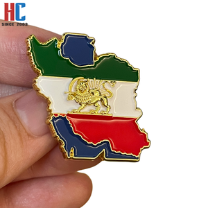 Spilla/Broccia in smalto placcata oro con bandiera e mappa dell'Iran, con leoni e <span class=keywords><strong>sole</strong></span>, personalizzata, da fabbrica con 20 anni di esperienza, ispirata a Persia Shir O Khorshid - Product Image 4