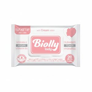 Biolly 20 lingettes démaquillantes crème-lotion - Dissolution instantanée, contrôle du sébum, éclat radieux - Product Image 2