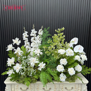Décoration de mariage en plein air, arrangement floral blanc et vert, allées fleuries élégantes, hortensias, <span class=keywords><strong>fleurs</strong></span> artificielles personnalisées pour le sol - Product Image 1