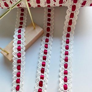 Nastro a righe in pizzo francese ecologico fatto a mano fai da te, larghezza 2 cm, per accessori borse e scarpe, rifinitura in cotone, sexy - Product Image 6