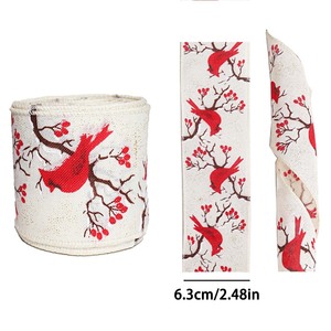 LINGKAI Red Bird <b>Train</b> Buffalo Check Bear Print Burlap Xmas Wired Ribbon <b>for</b> Xmas <b>Tree</b> Decor Gift DIY - Product Image 6