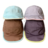 Casquette de camping à 5 panneaux en nylon léger, séchage rapide, respirante, réglable avec cordon de serrage, bloc de couleur, protection UV, chapeau de soleil d'extérieur