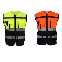 Gilet di Sicurezza per Edilizia con Strisce Riflettenti, Tessuto a Rete, Alta Visibilità, Abbigliamento Riflettente