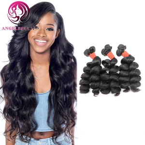 Angelbella Brazil Đúp Rút Ra Lãng Mạn Curl Tóc Mink 100% Tự Nhiên Đen <span class=keywords><strong>Loose</strong></span> Sóng Remy Tóc Dệt - Product Image 1
