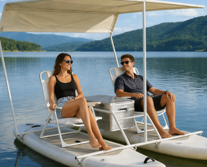 Bateau à pédales gonflable pliable écologique et stable pour deux passagers, idéal pour la location et les divertissements aquatiques en parc - Product Image 1