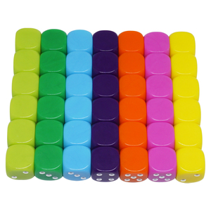 Oem ODM Acrylic 16mm đầy màu sắc Dot <span class=keywords><strong>DICE</strong></span> với một bên trống <span class=keywords><strong>DICE</strong></span> biểu tượng tùy chỉnh màu xanh lá cây màu vàng màu xanh trắng tím cam đen <span class=keywords><strong>DICE</strong></span> - Product Image 1