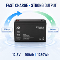 Batterie LiFePO4 LFP CFE-1280 SE 12,8V 100Ah avec BMS IP65, 3000 cycles, pour onduleur SolarEdge, applications solaires marines et systèmes de secours solaires