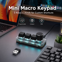 Keypad Makro Nirkabel 3 Tombol 1 Kenop 2.4G Keyboard Mekanik yang Dapat Diprogram Kenop Volume RGB untuk PC Kantor Pengeditan Video