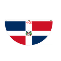 Drapeau national de la République dominicaine, drapeau en polyester durable imprimé sur mesure en forme de demi-cercle pour les rassemblements familiaux en plein air