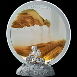 صورة فنية إبداعية لرمال متحركة ساعة رملية سائلة متحركة ضوء ليلي led مستدير من الرمال المتحركة ديكور منزلي لغرفة النوم - Product Image 3