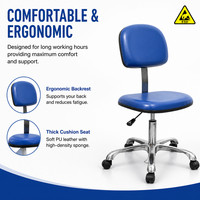 Chaise en cuir PU antistatique Leenol ESD, chaise industrielle réglable en hauteur, dossier en cuir PU pour usine électronique