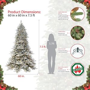Xmas PE PVC Mixed Artificial Christmas <b>Tree</b> with Metal Stand White Snowflakes LED <b>Lights</b> for Indoor/Outdoor Use - Product Image 4