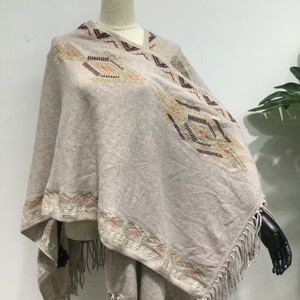 ST019S009 Fashion Boho Popular Knitted Embroidery Women's Sweater <b>Poncho</b> With Tassel - Product Image 4