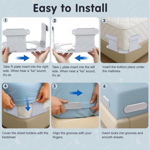 4 Piezas <span class=keywords><strong>de</strong></span> Sujetadores <span class=keywords><strong>de</strong></span> Sábanas Antideslizantes <span class=keywords><strong>de</strong></span> Alta Resistencia, Agarre Fuerte, Ajuste Universal para Esquinas <span class=keywords><strong>de</strong></span> Colchones, Fácil Instalación - Product Image 3