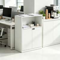 Moderno Gabinete de Almacenamiento Metálico Blanco con Cerradura para Oficina, Diseño Abierto, con Cerradura de Código, Ecológico y Duradero para Oficina en Casa