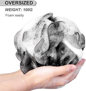 Loofah Sponge XXL-100g 4 Pack, <b>Bath</b> Sponge Soft Mesh Shower Puff Loofah for Men, Exfoliating Body Scrubber for Women Black - Product Image 4