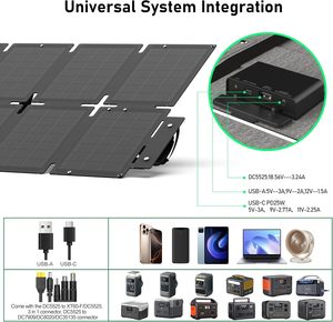 Panneaux solaires mono noirs portables 100W écologiques, haute efficacité 24,5%, pliables, étanches IP65, certifiés CE, pour camping et camping-car - Product Image 4