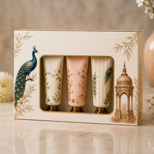 Private Label Gift Set Face Cream & Lotion Tube Packaging with Custom Printed <b>Gold</b> Stamping Floral Design for Bathroom Use - Product Image 1