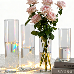 <span class=keywords><strong>Jarrón</strong></span> de Vidrio Transparente Decorativo Extra <span class=keywords><strong>Grande</strong></span> de Lujo, Jarrones Cilíndricos de Vidrio Modernos para <span class=keywords><strong>Decoración</strong></span> del Hogar - Product Image 1