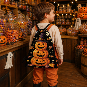 Sacs à cordon modernes pour enfants Halloween 2026, sacs à cordon à motif de dessin animé, sacs à cordon promotionnels pas chers multi-tailles - Product Image 1