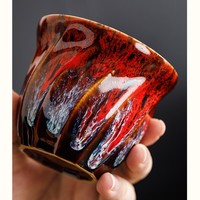 Tasse en céramique artisanale émaillée au four avec émail brillant et fluide, tasse à thé Kung Fu, tasse à café créative individuelle, tasse maîtresse pour la maison