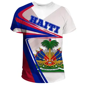 Wholesale T Shirts Haiti Country Logo Pattern Print T Shirts Custom Printing Cheap Price Plus Size To 6XL Round Neck T Shirt