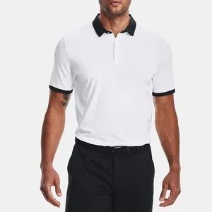 Özel spor kuru fit erkekler polo gömlekler nakış logolu düz poli spandex golf gömlek