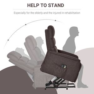 Brown Power Lift Recliner <b>Chair</b> With and <b>Vibration</b> Features for Living Room Bedroom or Office Use D0100XU6STV Elevating Recliner - Product Image 3