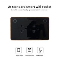 Multiprise intelligente Wi-Fi Tuya pour l'exportation, norme américaine, avec cadre en alliage d'aluminium, deux boutons de commande séparés, 6 prises CA