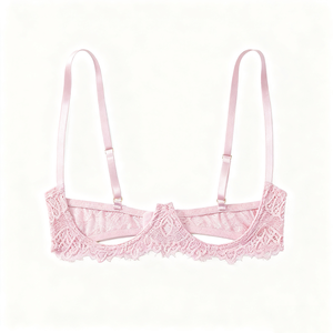 时尚清新甜美粉色印花多色可选蝴蝶结吊带女式内衣文胸套装 - Product Image 2