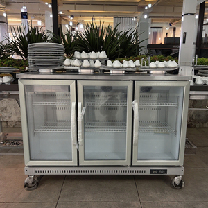 Refrigerador de estilo Mostrador de barra comercial de puerta abierta Refrigerador de pantalla incorporado móvil para aplicación de enfriamiento de hoteles - Product Image 2