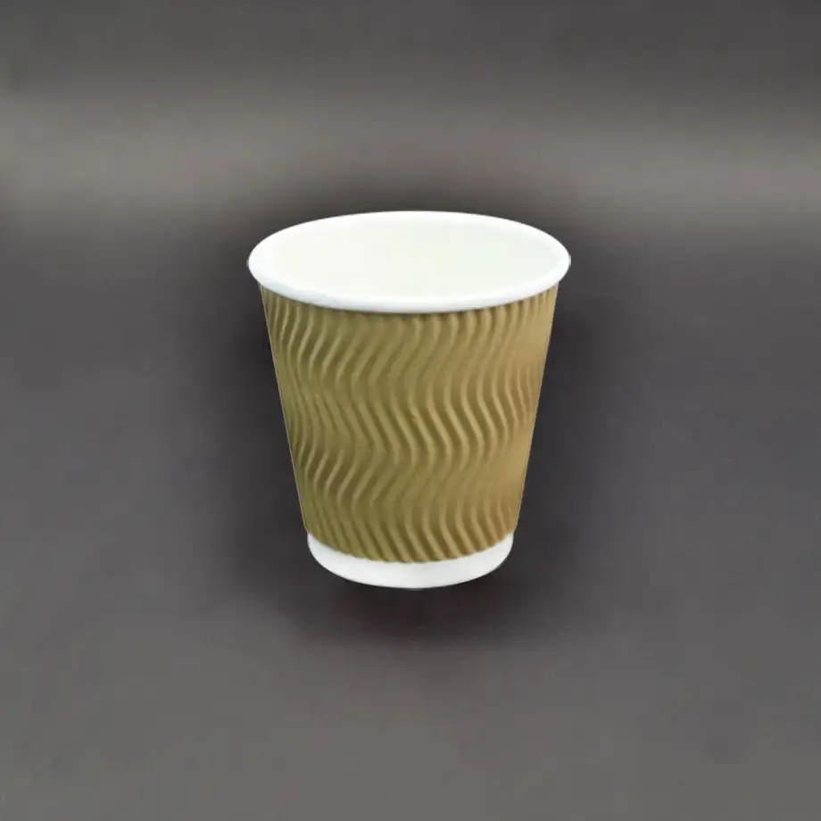 H93324B 4oz "Wave" Take-out Corrugated / Ripple kraft paper coffee cup