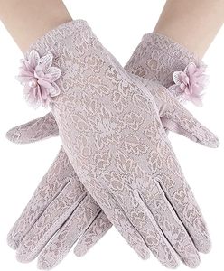 Gants fins et courts pour écran tactile, antidérapants, pour la conduite et le cyclisme, gants d'été en soie glacée pour femmes, protection solaire en dentelle - Product Image 1