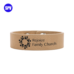 2022 cuero sintético laserable 8 1/2 "X 3/4" cuero corte espacios en blanco brazalete juvenil - Product Image 3