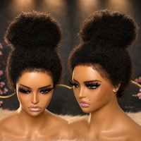 Perruque en cheveux humains bouclés afro kinky avec dentelle HD, pré-épilée avec bordure 4C, perruque frontale afro sans colle, cheveux vierges alignés sur les cuticules
