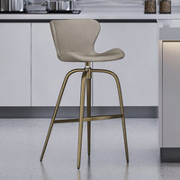 Tabouret de bar pivotant de luxe léger en cuir de vachette importé de qualité supérieure, chaise de table îlot minimaliste italienne au design simple HD-7296D