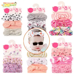 Custom 3 cute latest elastic nylon toddler girls baby bows knot headwear hairband head bands headband kids hair accessories