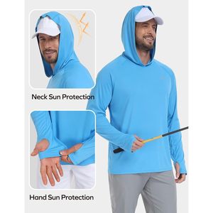 เสื้อฮู้ดกันแดด UPF 50+ แขนยาวสำหรับผู้ชาย FOXA เสื้อแรชการ์ดสำหรับกิจกรรมกลางแจ้ง ว่ายน้ำ เดินป่า ตกปลา - Product Image 4