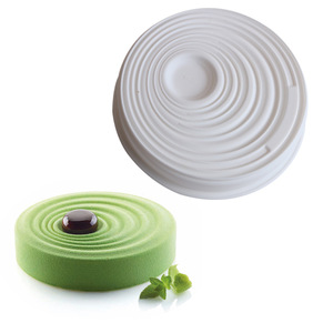 Round Water Ripple Pattern Silicone Mousse <b>Mold</b> White 1 Piece Cake Decorating Tool - Product Image 3