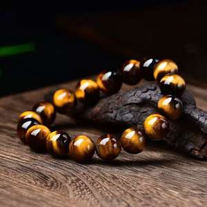 สร้อยข้อมือคริสตัลแฟชั่นผู้ชายหินตาเสือสีเหลืองธรรมชาติแบบห่วงเดียว ของขวัญวันวาเลนไทน์ - Product Image 3