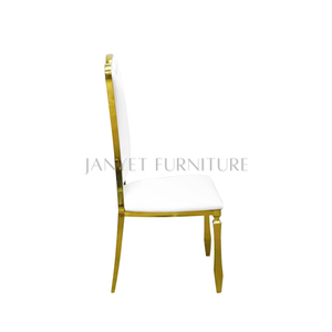 Chaises <span class=keywords><strong>de</strong></span> salle à manger modernes rembourrées <span class=keywords><strong>pour</strong></span> <span class=keywords><strong>mariage</strong></span>, <span class=keywords><strong>chaise</strong></span> <span class=keywords><strong>de</strong></span> salle à manger en acier inoxydable doré et cuir PU - Product Image 2