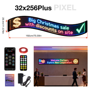 จอ LED แบบยืดหยุ่นขนาด 32x256 พิกเซล เชื่อมต่อได้ 4 จอ ควบคุมผ่านแอพ แสดงผล RGB ปรับแต่งได้ กันน้ำระดับ IP65 สำหรับใช้งานภายใน/ภายนอกอาคาร ขนาดใหญ่ - Product Image 1